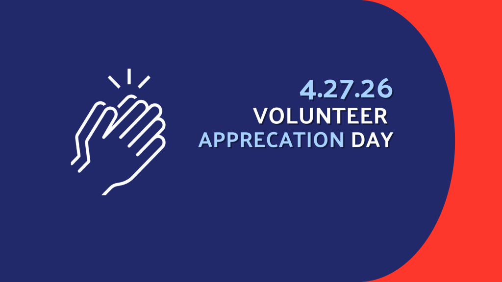 Meals on Wheels Volunteer Appreciation Day graphic with date April 27, 2026, featuring clapping hands icon and United Way of Central Alabama branding